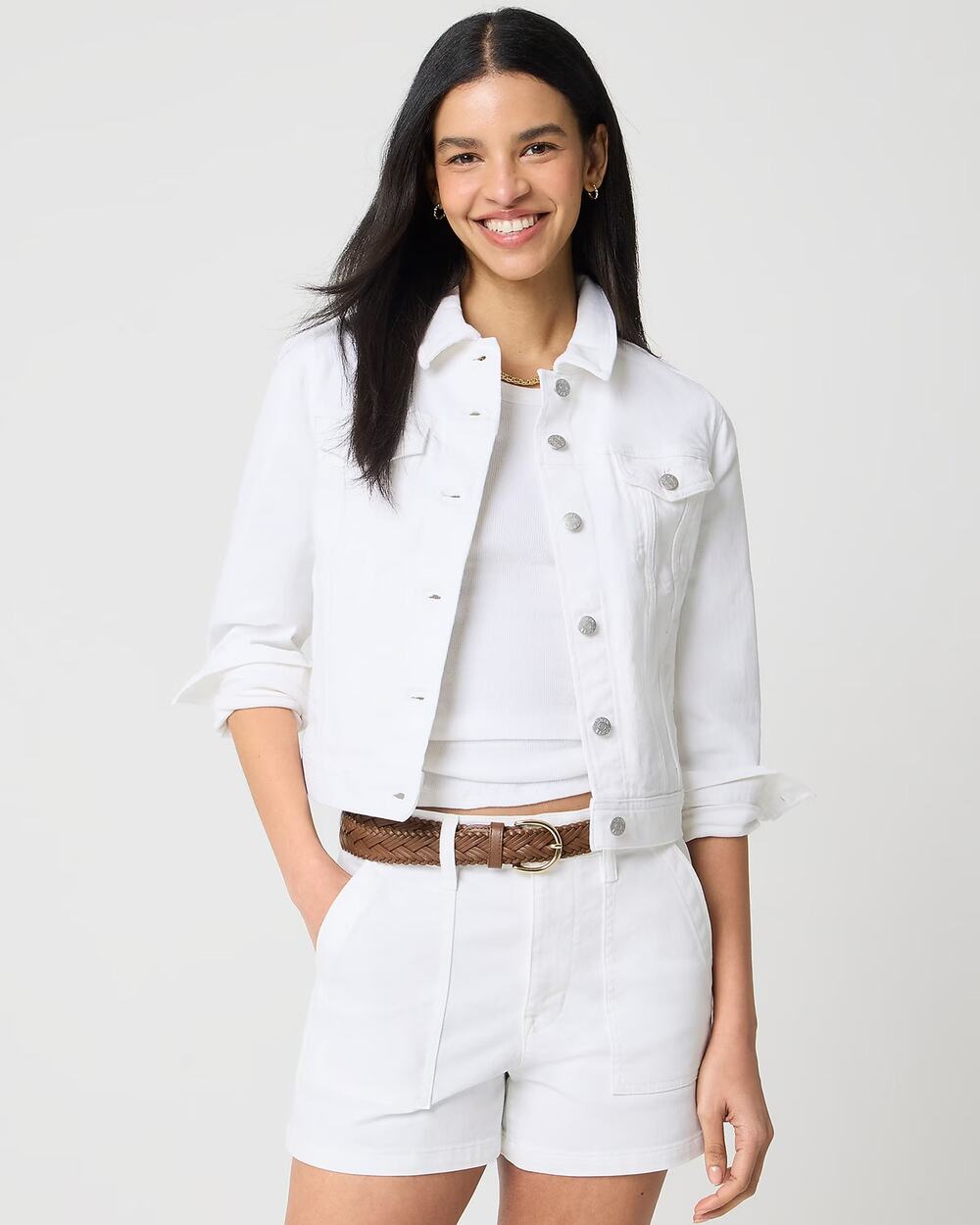 J.Crew Classic jean jacket in white wash Denim Pockets Casual Womens Small NWT